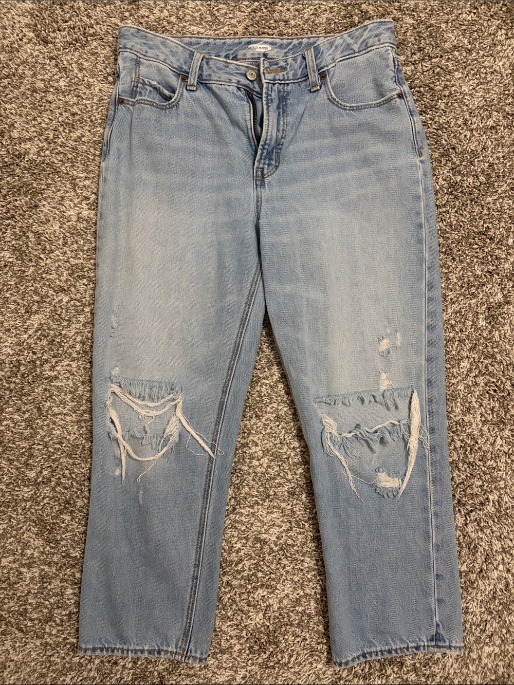 Old Navy Light Blue Distressed Straight-Leg Jeans